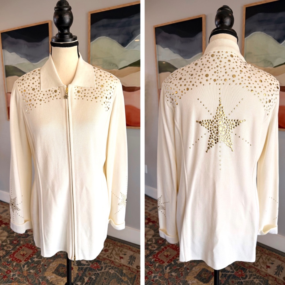 Escada Cream Jacket with Gold Star Back